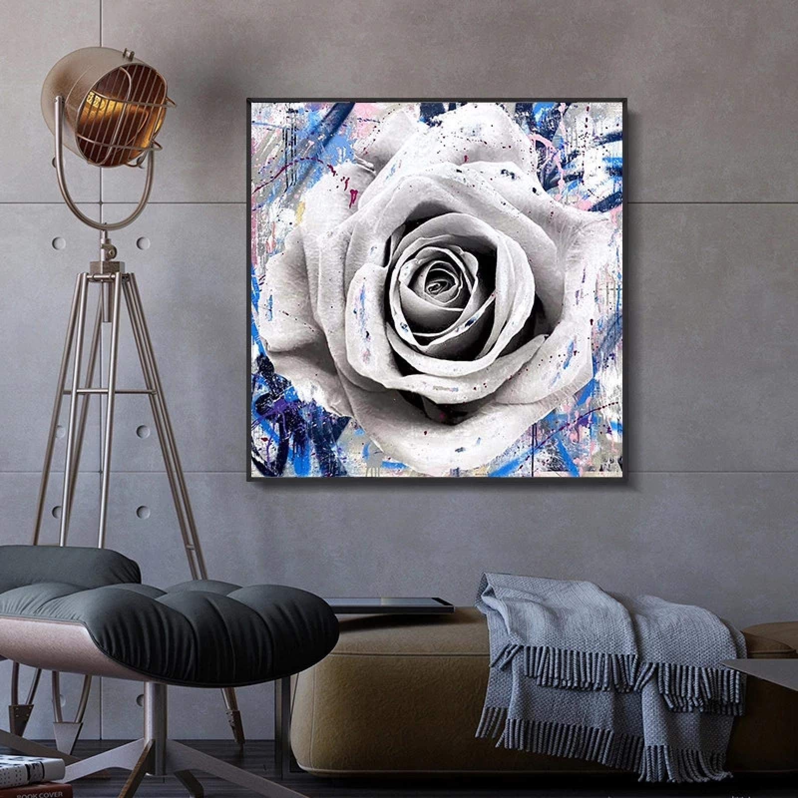 Amazon.co.jp: バラの花ストリートグラフィティアートキャンバス絵画